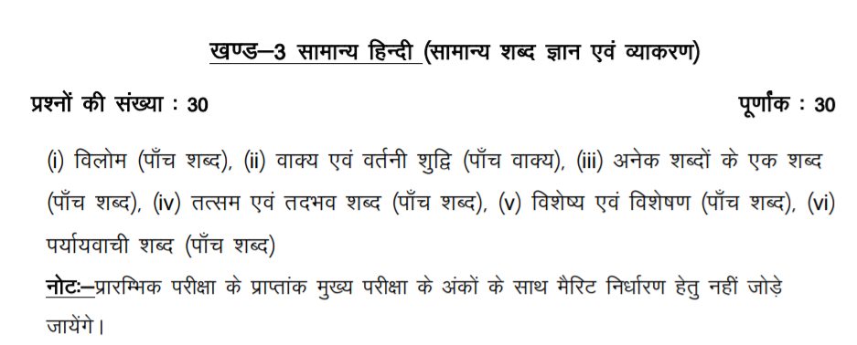 UKPSC General Hindi syllabus for Prelims